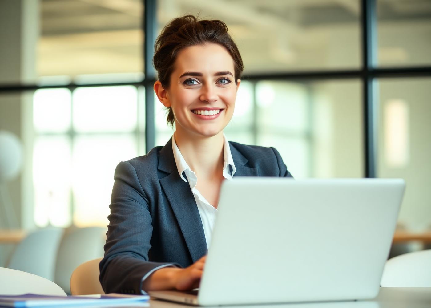 A business professional working in a modern Auckland office